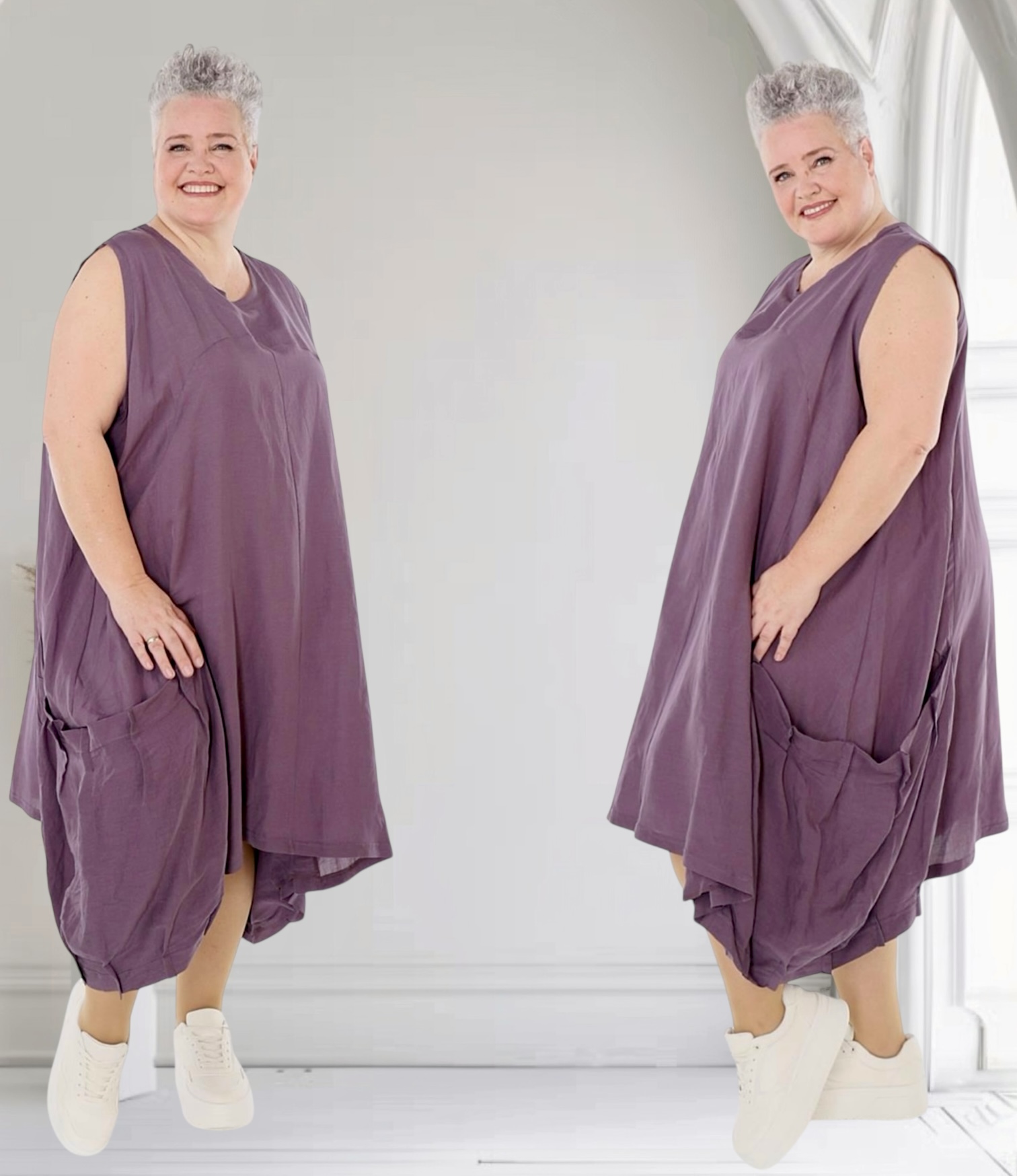 AKH oversized viscose/linnen  A-lijn jurk