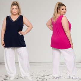 ITALIA oversized viscose top met kant /stretch /in meerdere kleuren