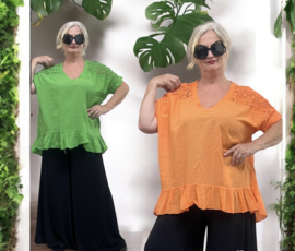 ITALIA oversized katoen top met kant /in meerdere kleuren