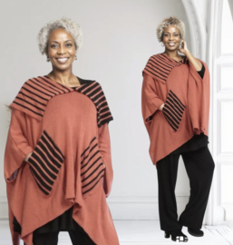 AKH oversized katoen gebreide  tuniek/top apart stretch