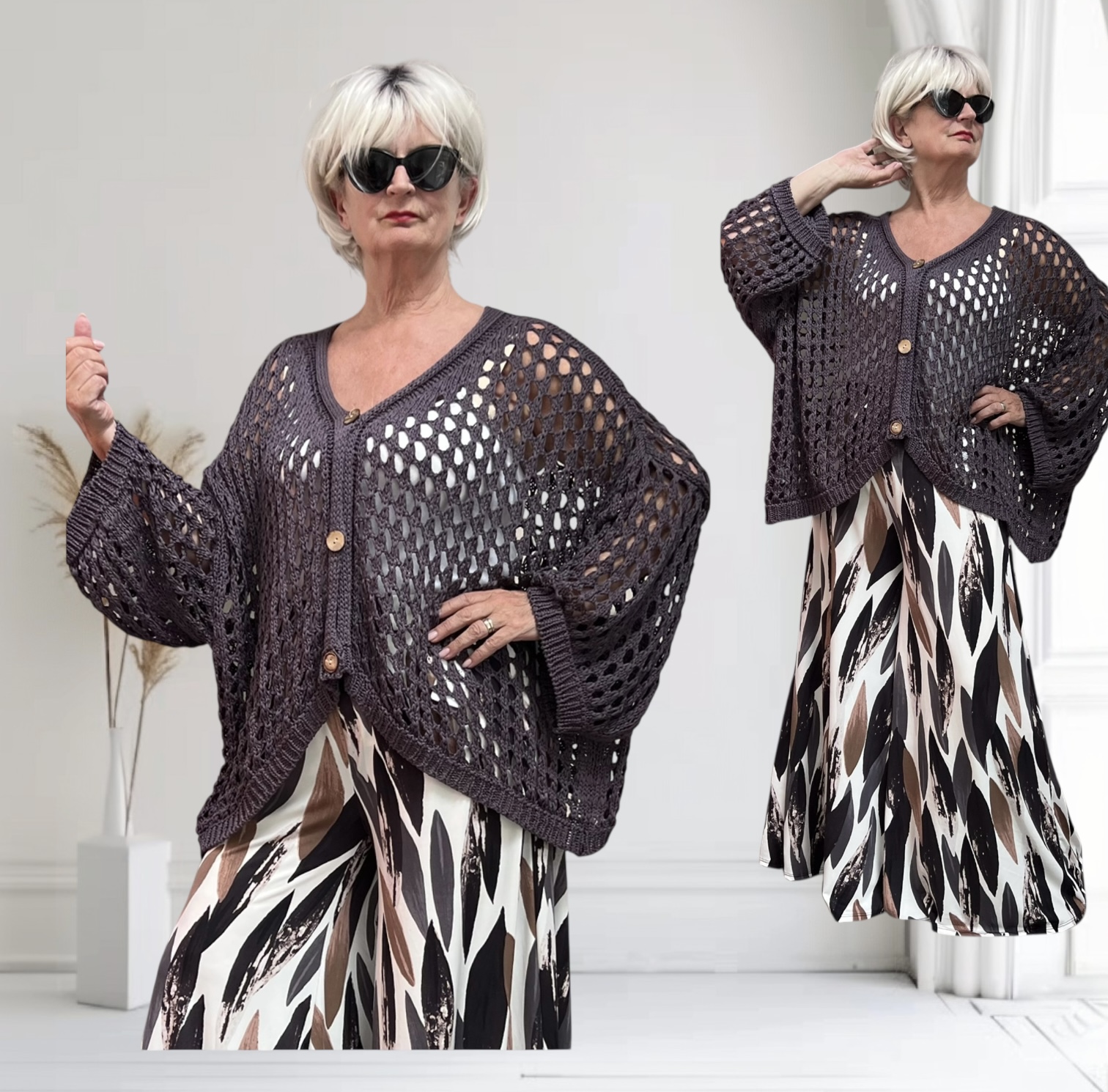 ITALIA MODA  oversized  katoen gebreide vest /in meerdere kleuren