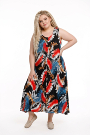 R.A.F.A.Y viscose A-lijn jurk/hemd met knoopsluiting/ stretch