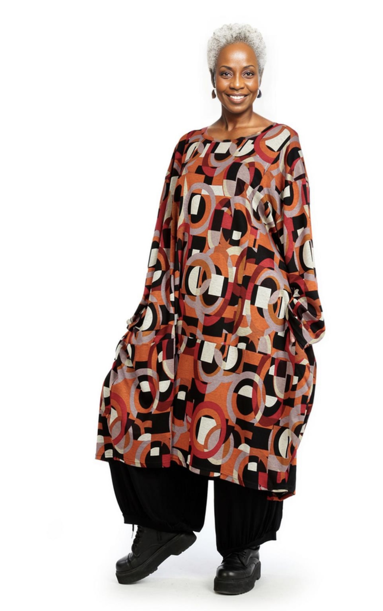 AKH oversized viscose mix A-lijn jurk/ tuniek apart stretch
