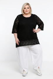 ITALIA oversized viscose KANTEN top met zakken  stretch/zwart