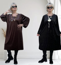 ITALIA viscose mix fluwelen jurk met glitters/stretch  /in meerdere kleuren