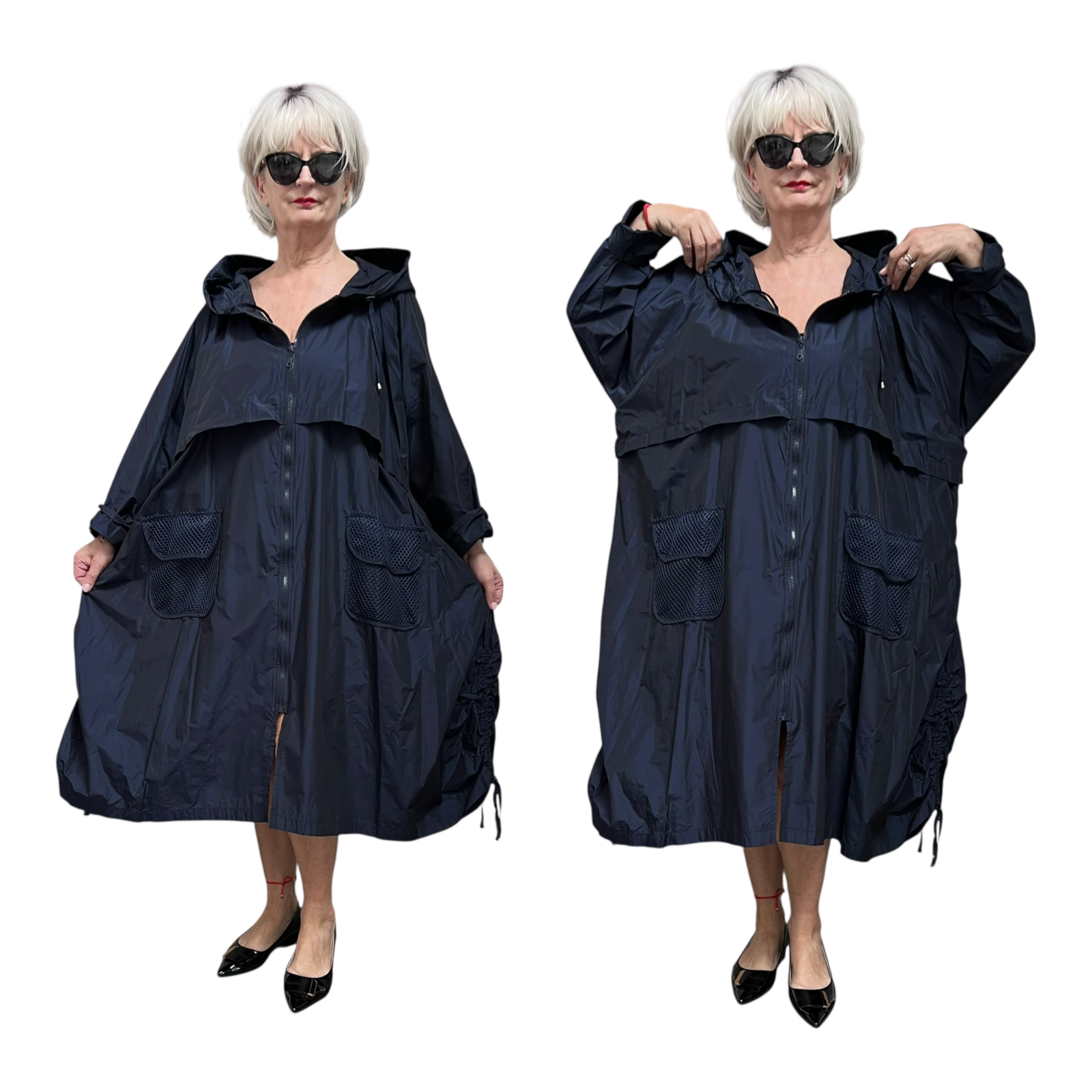 Zedd Plus oversized waterbestendig tussenjas donkerblauw