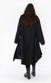AKH oversized viscose soepele slinky-kwaliteit A-lijn jurk apart/ zwart