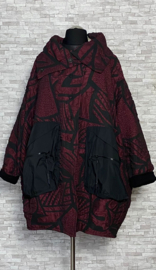 Zedd Plus oversized ballon blazer/jas  gevoerd /zwart/wijnrood