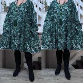Harper oversized viscose imitatie KANT A-lijn tuniek/jurk met zakken apart(extra groot)stretch