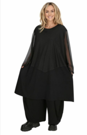 AKH oversized viscose A-lijn tuniek met tule stof stretch