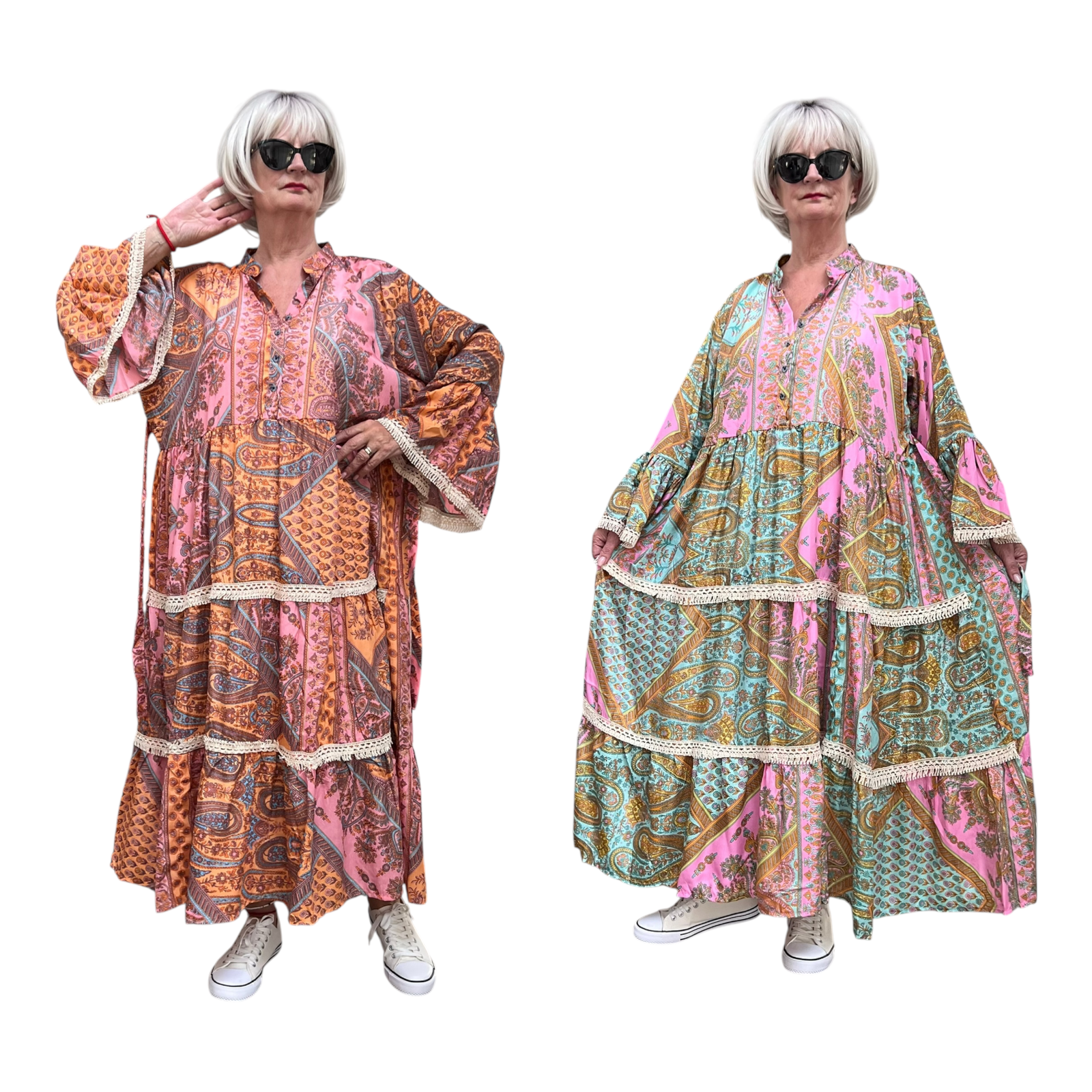 UNIDIVA  oversized viscose/zijde  A-lijn zomer jurk/in meerdere kleuren