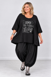 Vincenzo Allocca oversized katoen A-lijn top met applicatie/apart/stretch zwart