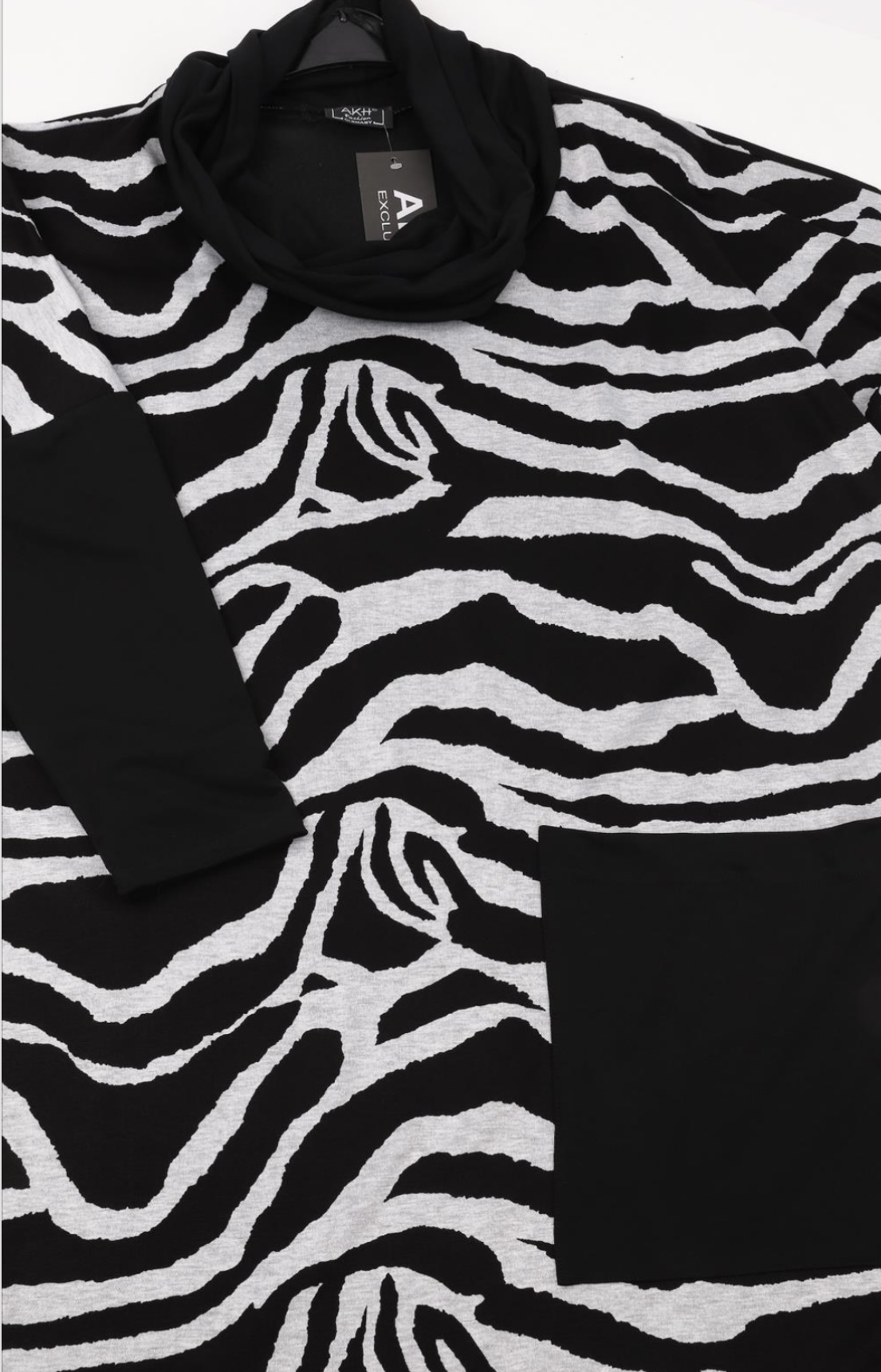 AKH oversized viscose mix tuniek apart stretch zwart/grijs