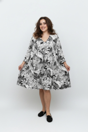 New Jersey oversized viscose A-lijn jurk/tuniek / stretch/zwart/wit