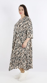 AKH oversized zijde look viscose A-lijn jurk met zakken /apart