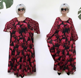 SASHA VIVIEN  chiffon met een vleugje zijde jurk gevoerd