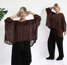 AKH chique chiffon oversized top/ apart zwart/rood
