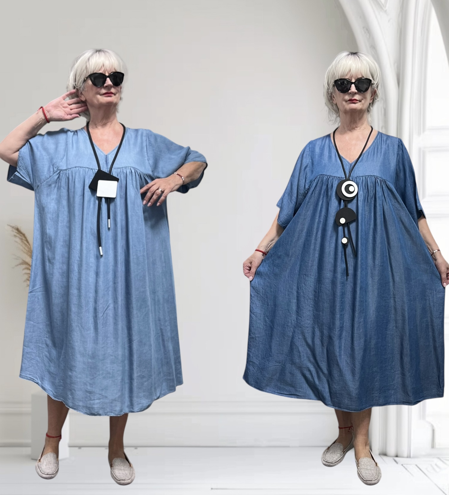 ITALIA MODA tencel jeans A-lijn jurk/in meerdere kleuren