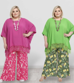 ITALIA MODA  viscose tuniek/poncho met kant en ketting /stretch/meerdere kleuren