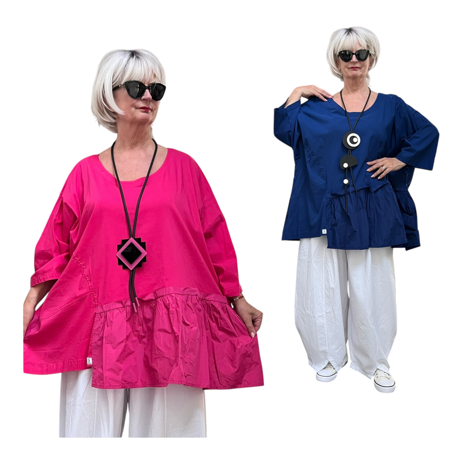 SINNE design.. A- lijn viscose tuniek met taft /stretch /in meerdere kleuren