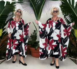 Bella Romina oversized A-lijn viscose chiffon kaftan/jurk  apart (extra groot)