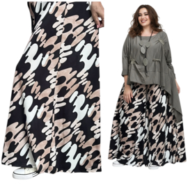 ITALY Mode jersey viscose  wijde broek apart /zeer rekbaar/zwart/wit/beige 