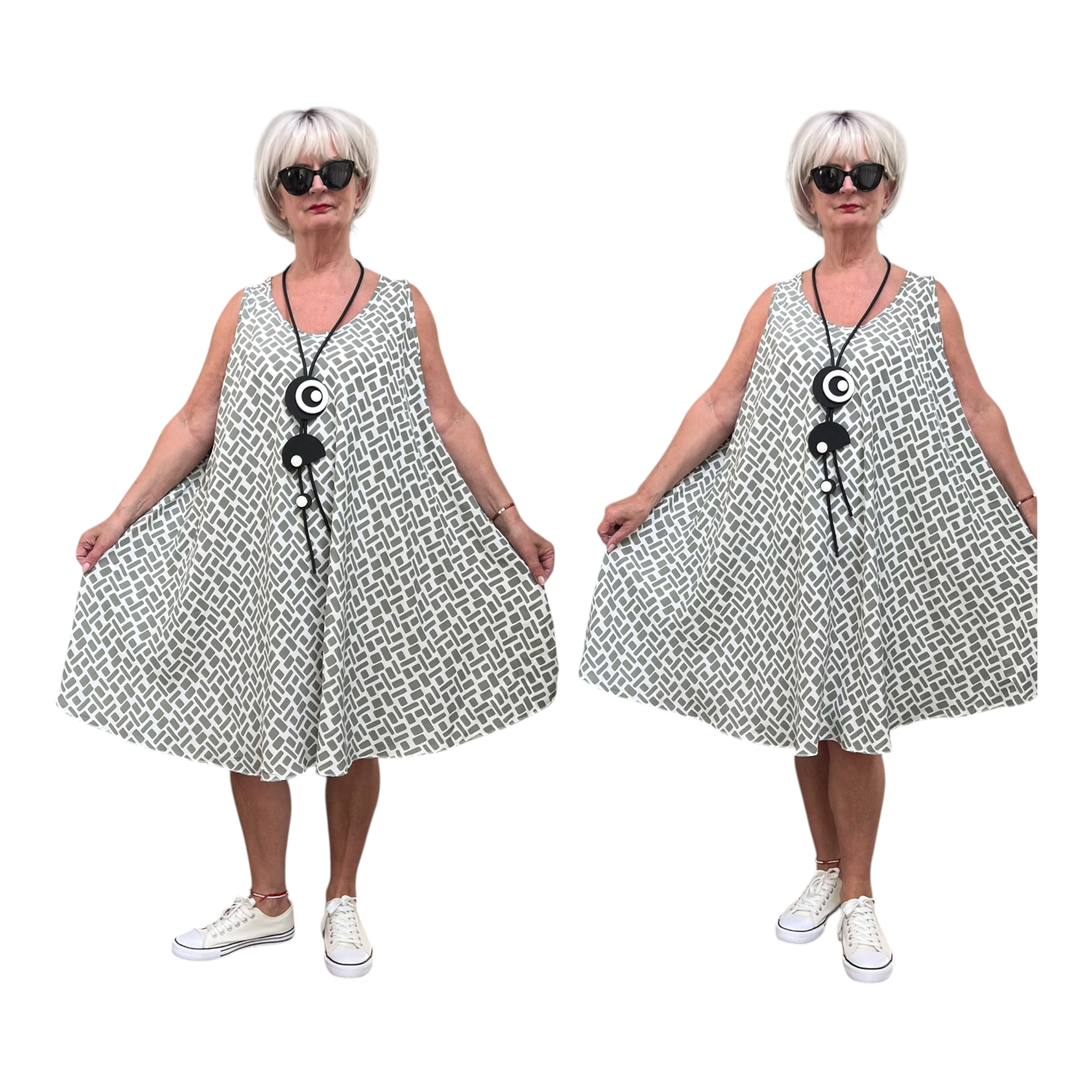 ITALIA oversized viscose A-lijn zomer jurk