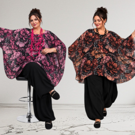 ITALIA MODA oversized chiffon tuniek/ poncho/gevoerd//in meerdere kleuren