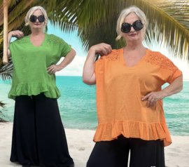 ITALIA oversized katoen top met kant /in meerdere kleuren