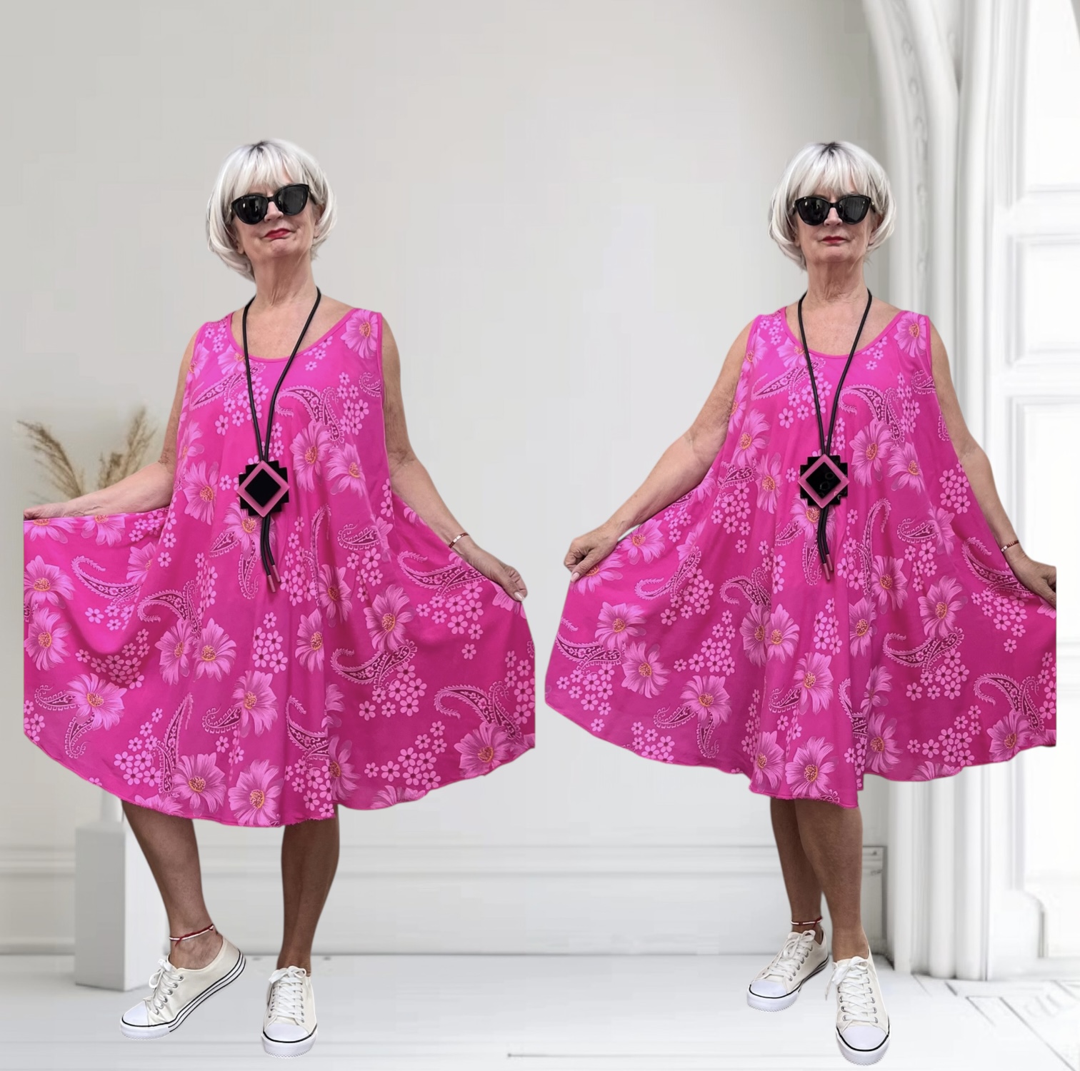 ITALIA oversized viscose A-lijn zomer jurk