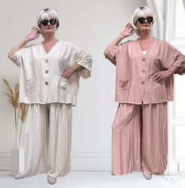 ITALIA MODA chique viscose setje blazer + broek apart /in meerdere kleuren
