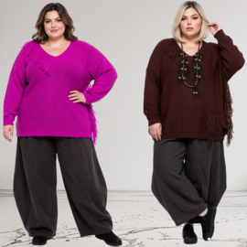 ITALIA oversized acryl mix gebreide top met franjes /in meerdere kleuren
