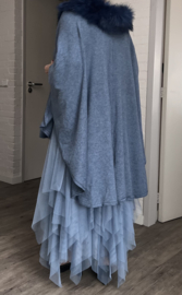 ITALIA MODA viscose omslagdoek/poncho/vest  met bont/in meerdere kleuren