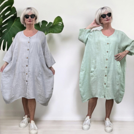 Moonshine linnen A-lijn jurk/hemd/tuniek met knoopsluiting  apart/in meerdere kleuren