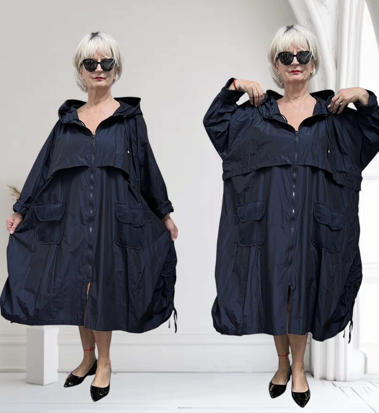 Zedd Plus oversized waterbestendig tussenjas donkerblauw