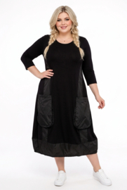 Vincenzo Allocca katoen A-lijn jurk met inzet van taft/zwart apart stretch