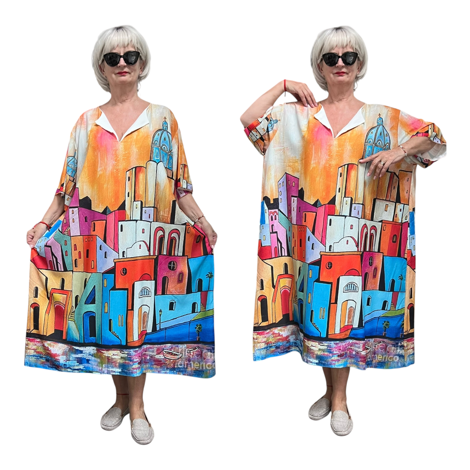 ITALIA MODA oversized visccose zomer jurk apart