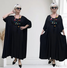 Vincenzo Allocca oversized viscose  A-lijn jurk apart zwart