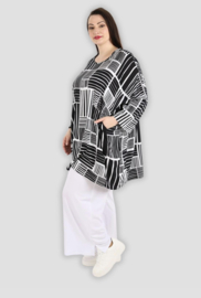 AKH oversized viscose tuniek/top zwart/wit  apart