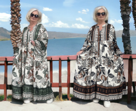 ITALIA oversized viscose A-lijn BOHO jurk/in meerdere kleuren