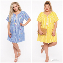 ITALIA MODA  oversized mousseline katoen jurk/in meerdere kleuren