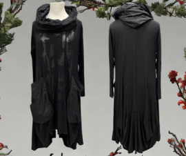 Vincenzo Allocca viscose jersey A-lijn jurk met zakken stretch/ zwart