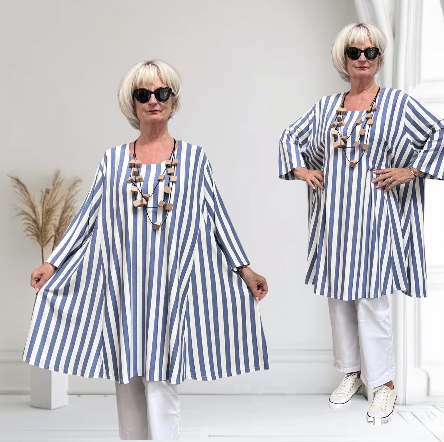 New Jersey oversized viscose A-lijn jurk/tuniek extra wijd/ stretch