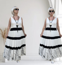 LUUKAA oversized  A-lijn zomer A-lijn jurk / stretch /wit/zwart