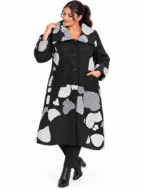 ITALIA MODA zachte wolmix A-lijn jas/mantel stretch