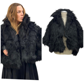 VINCENZO ALLOCCA fluffy jasje zwart/gevoerd