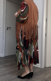ITALIA  oversized vest met franjes gemaakt van eco suède stof
