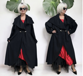 Vincenzo Allocca oversized katoen A-lijn jas/blazer/vest stretch zwart