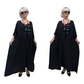 Vincenzo Allocca oversized viscose  A-lijn jurk apart zwart
