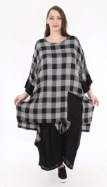 AKH viscose mix tuniek met een zak /apart/ zwart/grijs